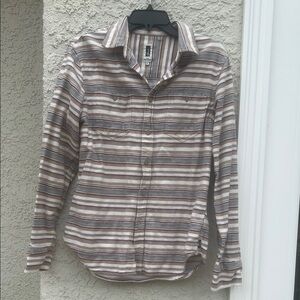 HOWE No. 65 Tan/Grey Stripe Flannel L/S Button up Shirt Men's Size M
